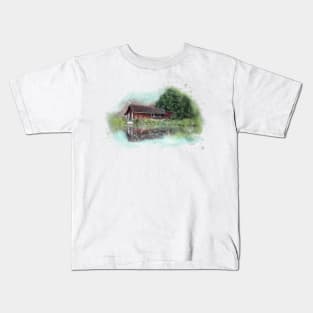 Typical Sweden Lake House - Watercolour Kids T-Shirt